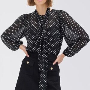 J.CREW PUFF SLEEVE NECK TIE CHIFFON